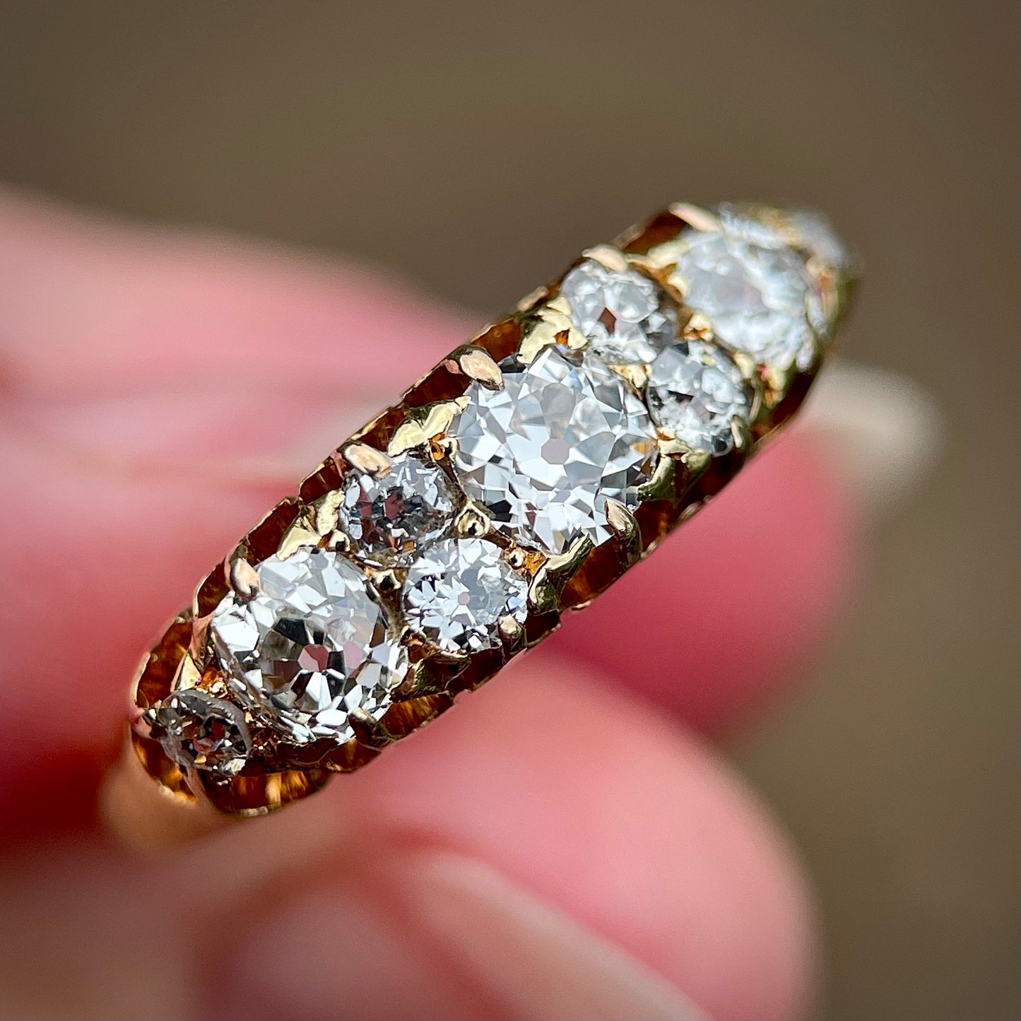 18ct Gold Fully Hallmarked Antique Victorian 1.42ct Old Cut Diamond Ring