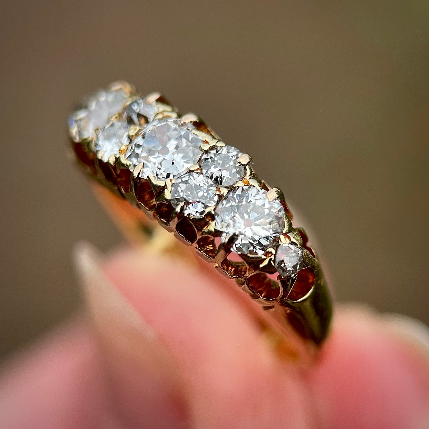 18ct Gold Fully Hallmarked Antique Victorian 1.42ct Old Cut Diamond Ring