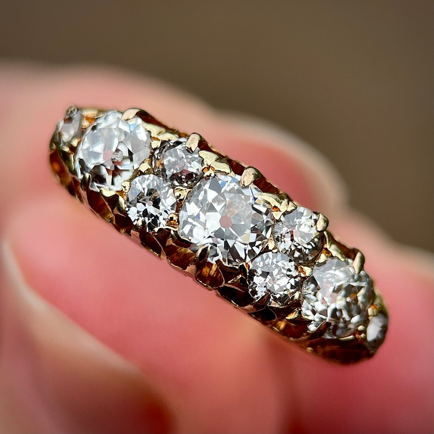 18ct Gold Fully Hallmarked Antique Victorian 1.42ct Old Cut Diamond Ring