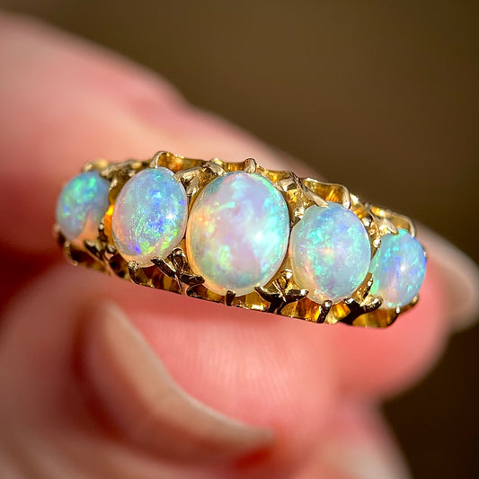 ***RESERVED for customer*** 18CT Gold Antique Victorian Fully Hallmarked 1896 Fiery Crystal Opal Ring
